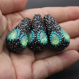 5Pcs 18x34mm Green Crystal CZ Water Drop Beads for Jewelry DIY