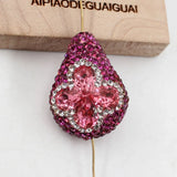 5Pcs Rose Crystal Glass CZ Paved Nuggets Necklace Earrings Pendant