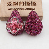 5Pcs Rose Crystal Glass CZ Paved Nuggets Necklace Earrings Pendant