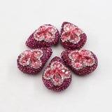 5Pcs Rose Crystal Glass CZ Paved Nuggets Necklace Earrings Pendant