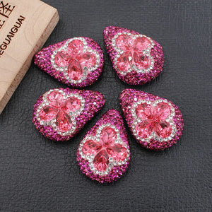 5Pcs Rose Crystal Glass CZ Paved Nuggets Necklace Earrings Pendant