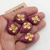 5Pcs Natural Yellow Crystal Glass CZ Paved Nugget Gems Water drop Beads