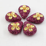 5Pcs Natural Yellow Crystal Glass CZ Paved Nugget Gems Water drop Beads