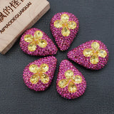 5Pcs Natural Yellow Crystal Glass CZ Paved Nugget Gems Water drop Beads