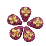 5Pcs Natural Yellow Crystal Glass CZ Paved Nugget Gems Water drop Beads