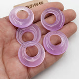 5Pcs 30mm Lavender Circle Jade Gems Stone Clasp for Necklace Pendant Jewelry DIY