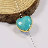5Pcs Turquoise Hearts 24K Plated Beads for Jewelry Making DIY