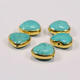 5Pcs Turquoise Hearts 24K Plated Beads for Jewelry Making DIY