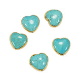 5Pcs Turquoise Hearts 24K Plated Beads for Jewelry Making DIY