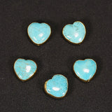 5Pcs Turquoise Hearts 24K Plated Beads for Jewelry Making DIY