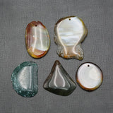 5Pcs Natural Agate Freedom Shape Nugget Pendant For Necklace DIY