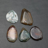 Natural Red Green Mix Agate Freedom Shape Nugget Pendant