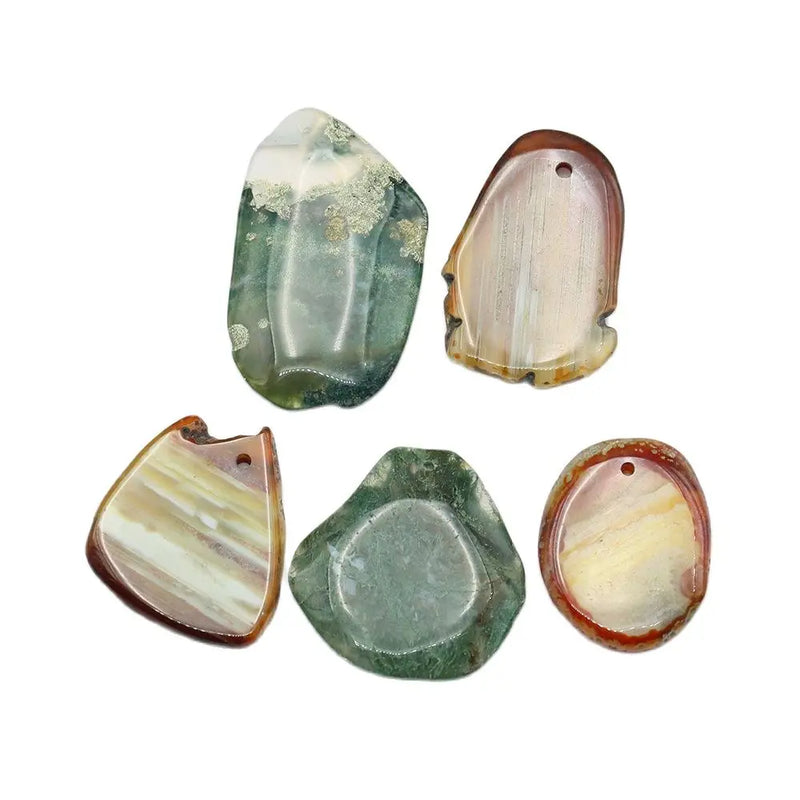 5Pcs Red Green Agate Freedom Shape Nugget Pendant For Pearl Necklace DIY