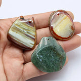 5Pcs Red Green Agate Freedom Shape Nugget Pendant For Pearl Necklace DIY