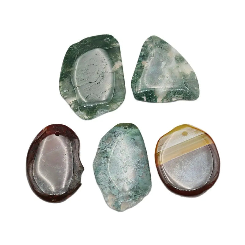 5Pcs Natural Red Green Mix Agate Freedom Shape Nugget Pendant