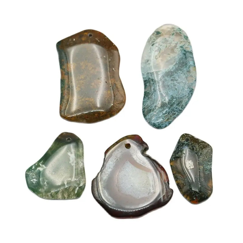 5Pcs Natural Red Green Mix Agate Nugget Pendant DIY