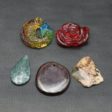 5Pcs Natural Coloured Glaze Glass Agate Freedom Shape Nugget Pendant