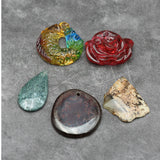 5Pcs Natural Coloured Glaze Glass Agate Freedom Shape Nugget Pendant