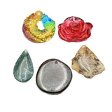 5Pcs Natural Coloured Glaze Glass Agate Freedom Shape Nugget Pendant