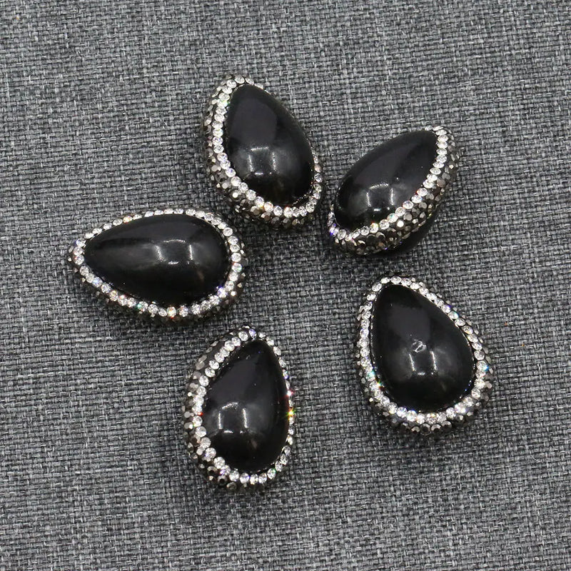 5Pcs Natural Sea Shell Rhinestone Beads Water Drop for Jewelry DIY