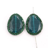 5Pcs Green Cat eye Rhinestone Beads for Jewelry DIY