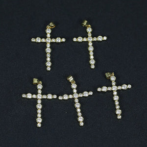 5Pcs CZ Paved Religious Cross Pendant Charms DIY