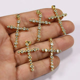 5Pcs CZ Paved Religious Cross Pendant Charms DIY