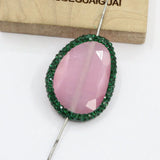5Pcs Pink Cat Eye Green Rhinestone Beads Water Drop Gems