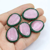 5Pcs Pink Cat Eye Green Rhinestone Beads Water Drop Gems