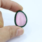 5Pcs Pink Cat Eye Green Rhinestone Beads Water Drop Gems