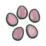 5Pcs Pink Cat Eye Green Rhinestone Beads Water Drop Gems
