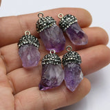 5Pcs Amethyst Rough Nugget Pendants for DIY Jewelry Making
