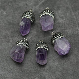 5Pcs Amethyst Rough Nugget Pendants for DIY Jewelry Making