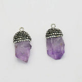 5Pcs Amethyst Rough Nugget Pendants for DIY Jewelry Making