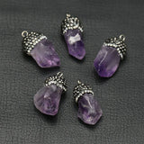 5Pcs Amethyst Rough Nugget Pendants for DIY Jewelry Making