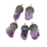 5Pcs Amethyst Rough Nugget Pendants for DIY Jewelry Making
