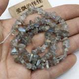 Natural Gray Labradorite Freeform Nuggets Gemstone Strand