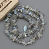 Natural Gray Labradorite Freeform Nuggets Gemstone Strand