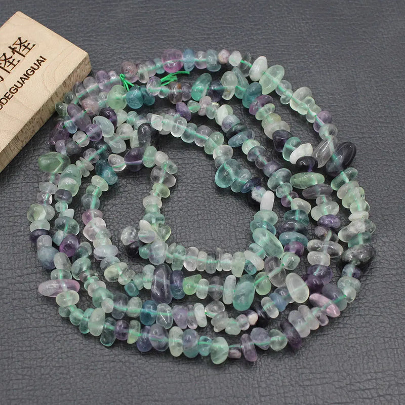 Natural Purple Green Fluorite Nuggets Gemstone Strand