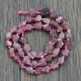 7x9mm Red Tourmaline Rough Nuggets Beads 17'' Strand