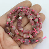 7x9mm Red Tourmaline Rough Nuggets Beads 17'' Strand