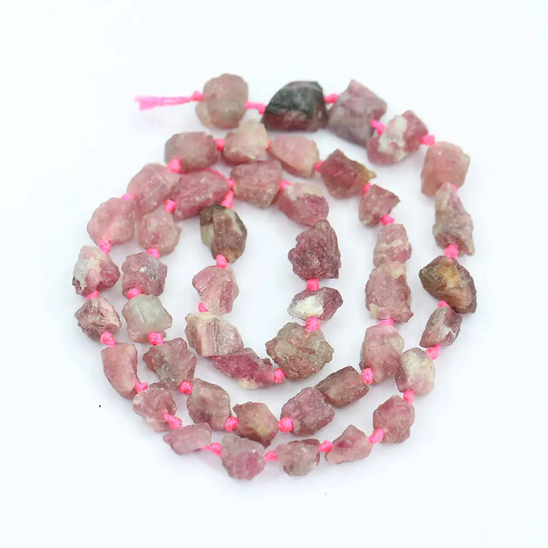 7x9mm Red Tourmaline Rough Nuggets Beads 17'' Strand