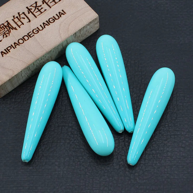5 Pcs Turquoise Sea Shell Pearl Half Hole Beads For DIY