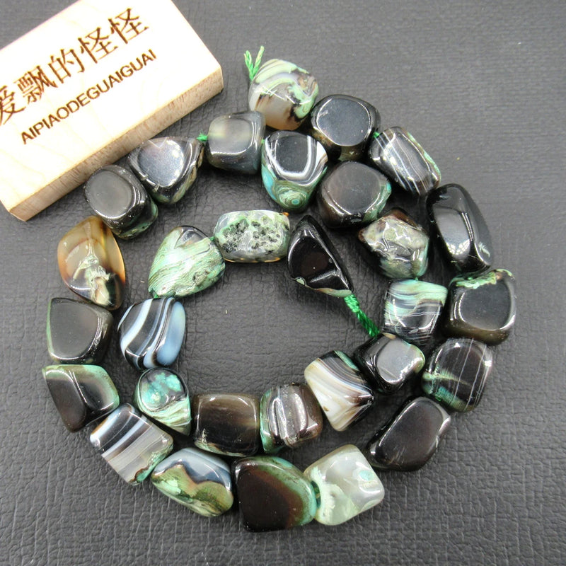 Green Agate Rough Nugget Beads 15.5'' Loose Beads Jewelry Making DIY