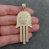 CZ Pave Hamasa Hand Pendant Necklace Charms For Jewelry Making