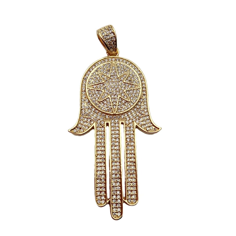 CZ Pave Hamasa Hand Pendant Necklace Charms For Jewelry Making