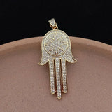 CZ Pave Hamasa Hand Pendant Necklace Charms For Jewelry Making