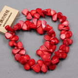 APDGG Red Coral Fan Gemstone Beads 15'' Strands DIY Jewelry
