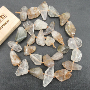 10-14mm-13-19mm Rutilated Quartz Beads 16'' Strands