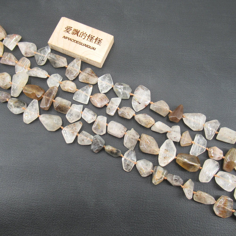 10-14mm-13-19mm Rutilated Quartz Beads 16'' Strands